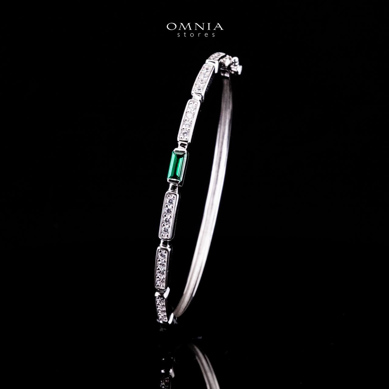 Omnia Rukia Green Bangle in 925 Silver High Quality Simulated Diamonds - OMNIASTORES UAE