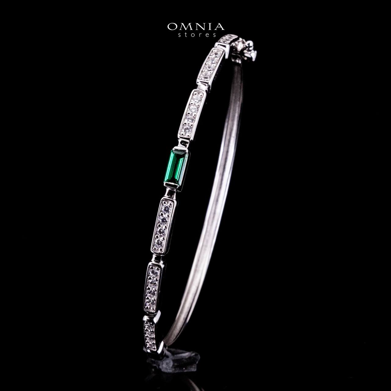 Omnia Rukia Green Bangle in 925 Silver High Quality Simulated Diamonds - OMNIASTORES UAE