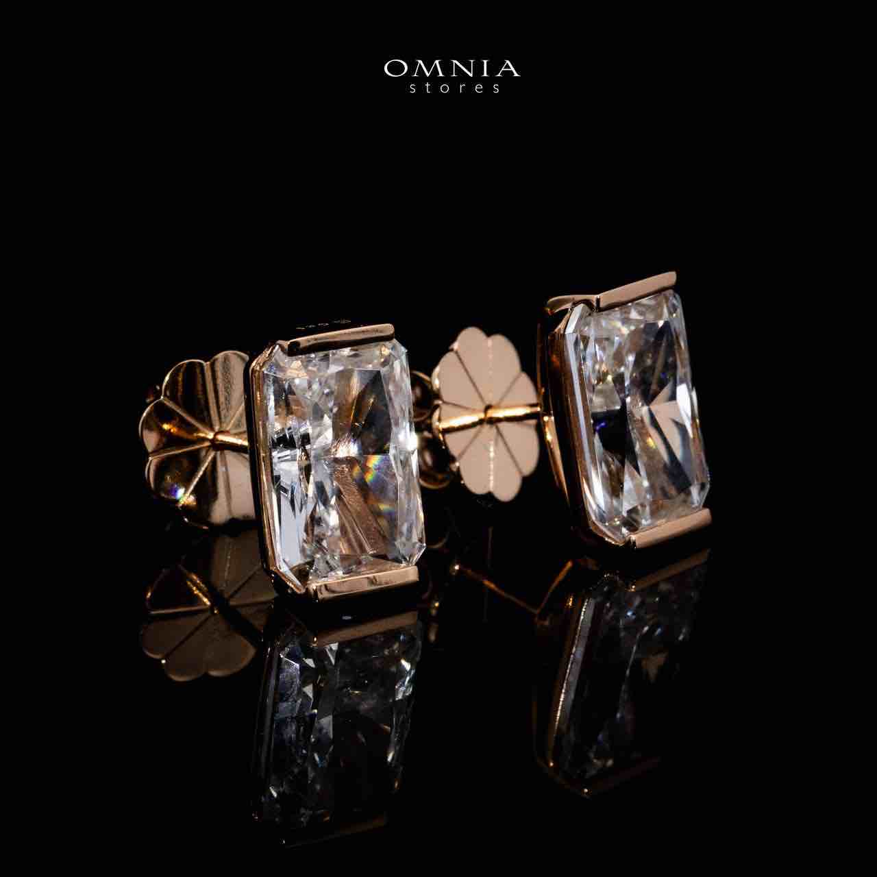 Omnia Rym White and Gold Earrings With High Quality Certified Lab Crafted Stones In 925 Silver - OMNIASTORES UAE