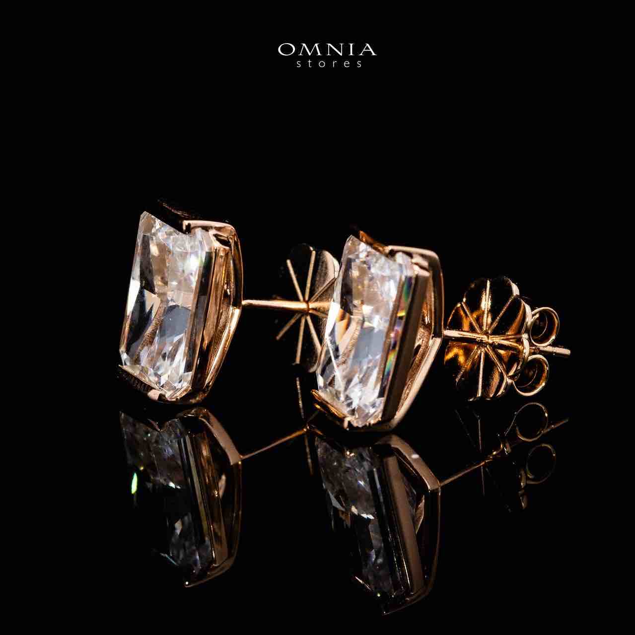 Omnia Rym White and Gold Earrings With High Quality Certified Lab Crafted Stones In 925 Silver - OMNIASTORES UAE