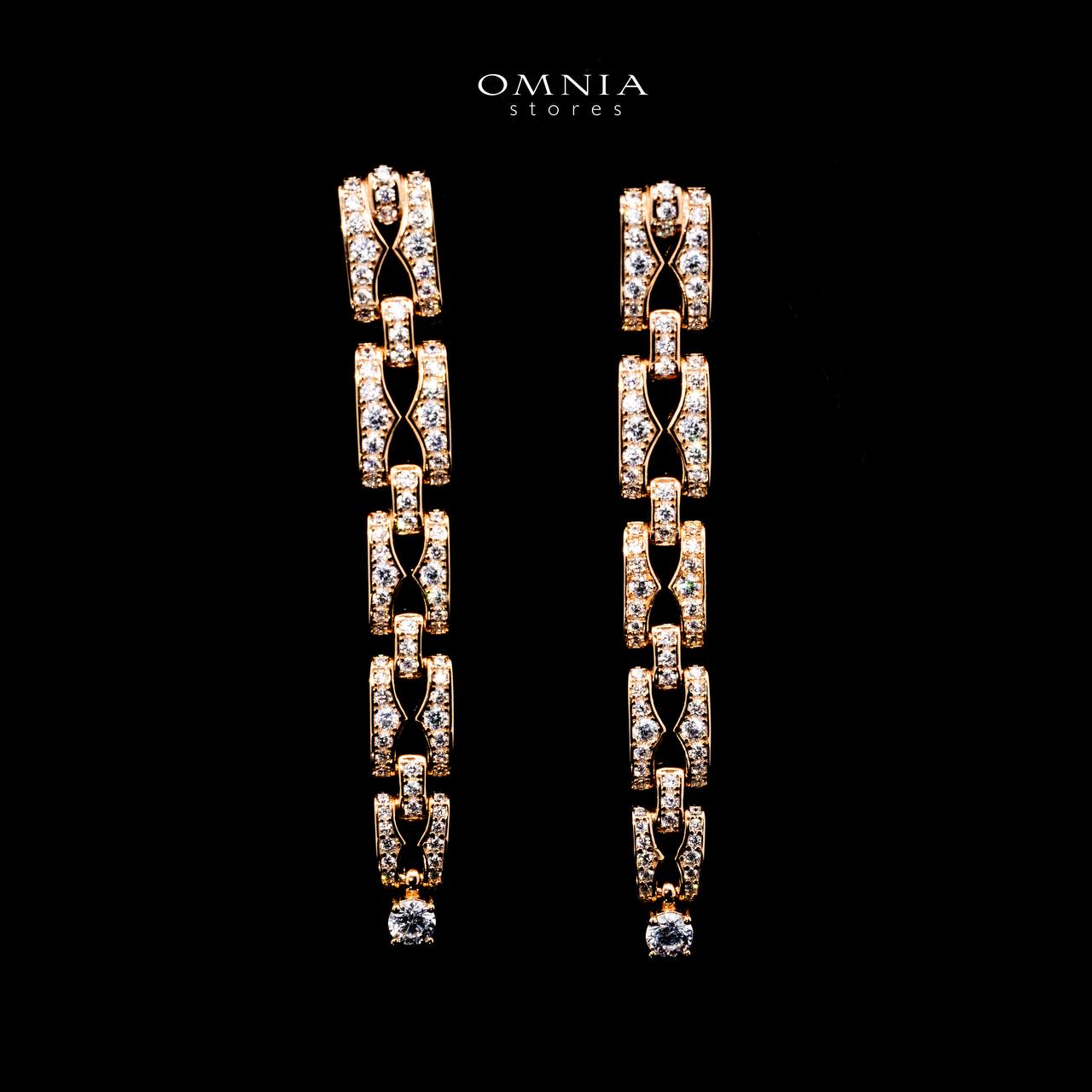 Omnia Athia Gold Drop Earrings With High Quality Certified Lab Crafted Stones In 925 Silver