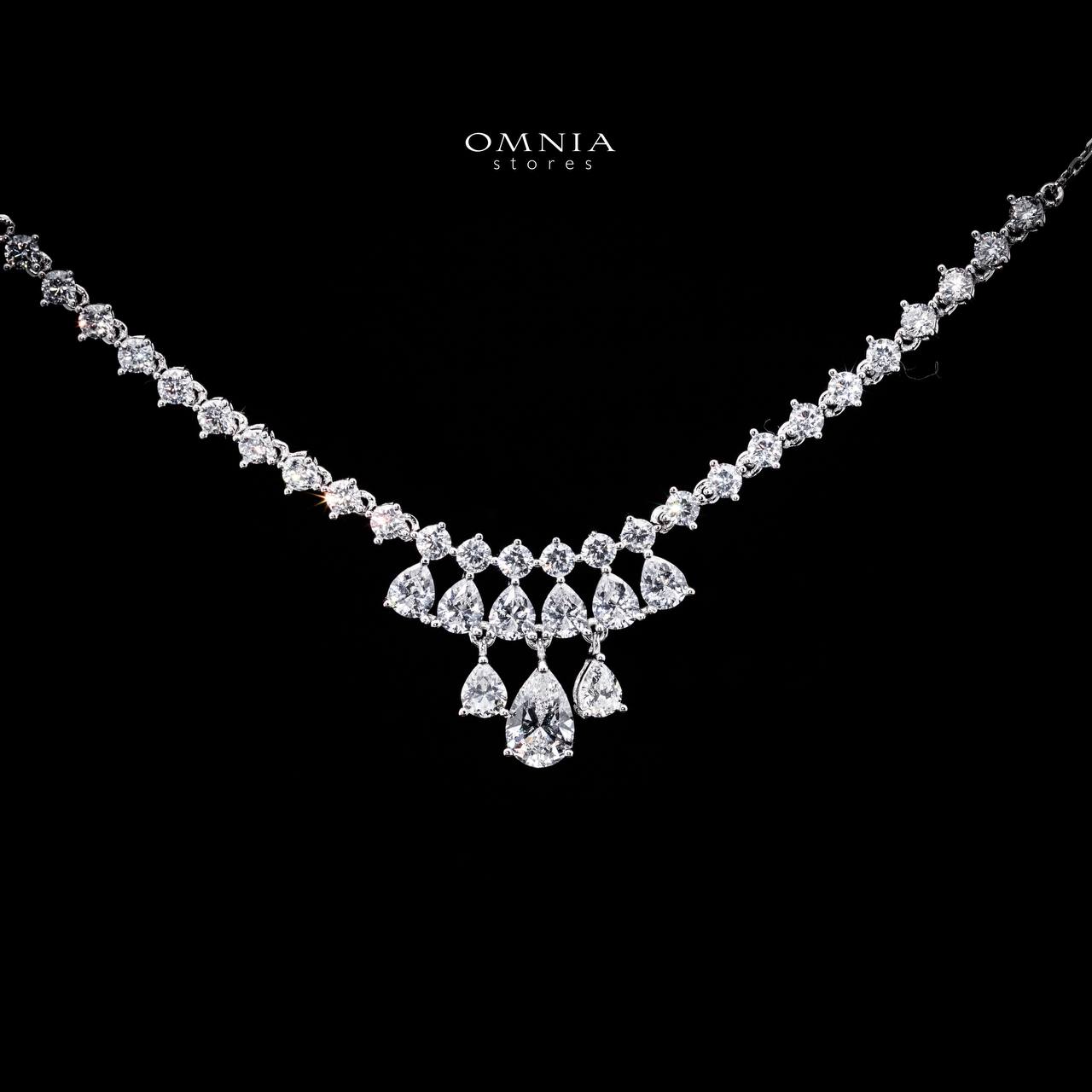Omnia Amaal White Pendant Necklace With High Quality Certified Lab Crafted Stones In 925 Silver