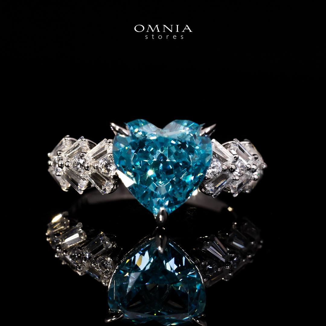Omnia Saby Heart Sky Blue Heart Ring With High Quality Certified Lab Crafted Stones In 925 Silver