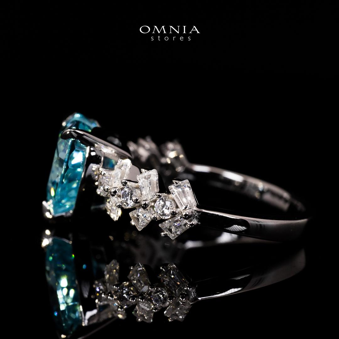 Omnia Saby Heart Sky Blue Heart Ring With High Quality Certified Lab Crafted Stones In 925 Silver