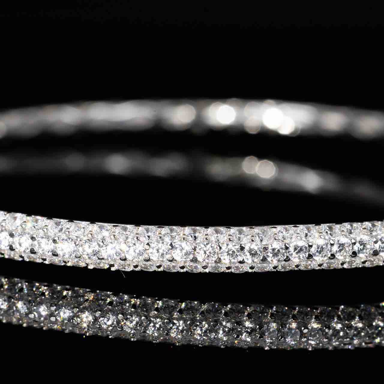Omnia Zenah White Bangle With High Quality Simulated Diamonds in 925 Silver