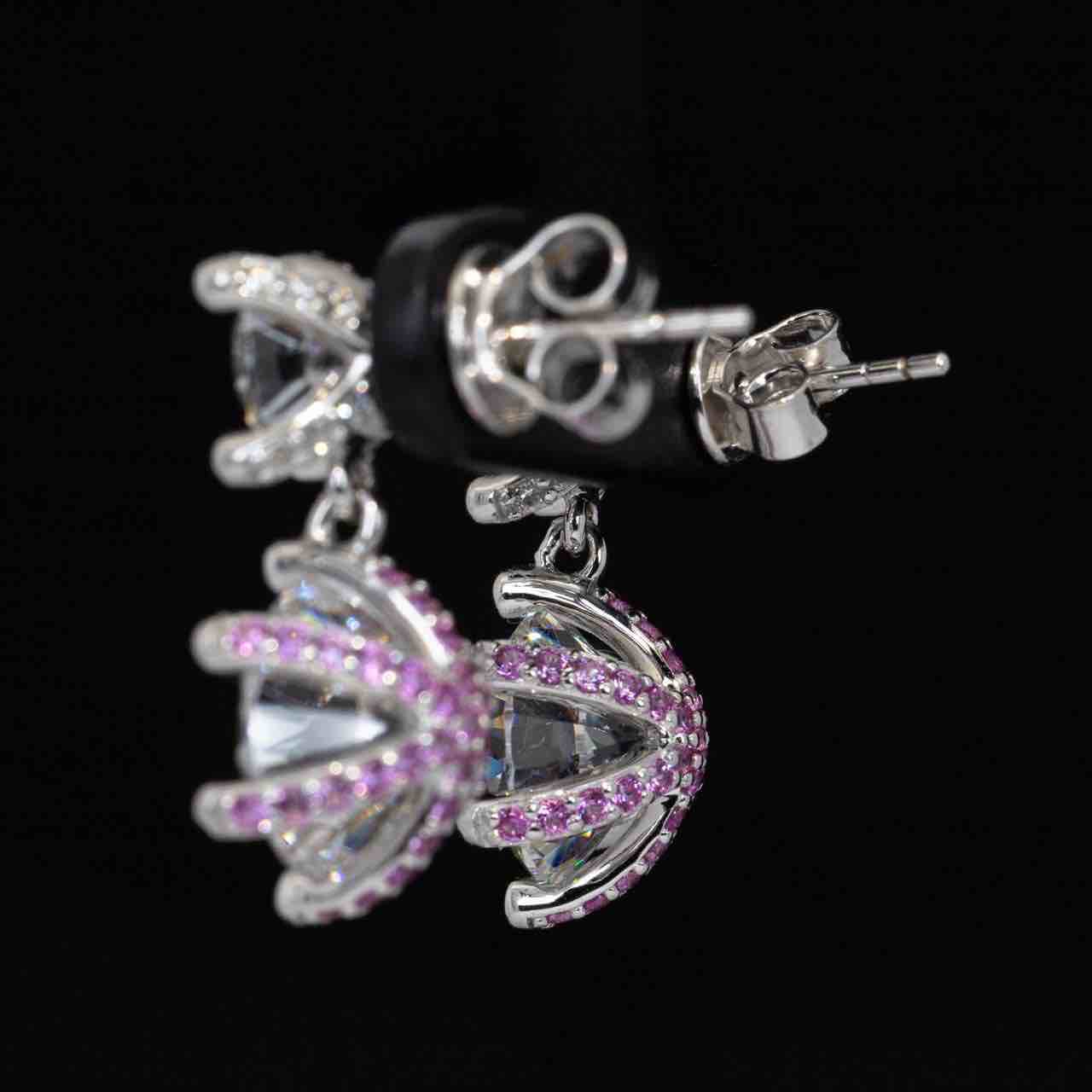 Omnia Asel White Round Earrings With High Quality Certified Lab Crafted Stones In 925 Silver