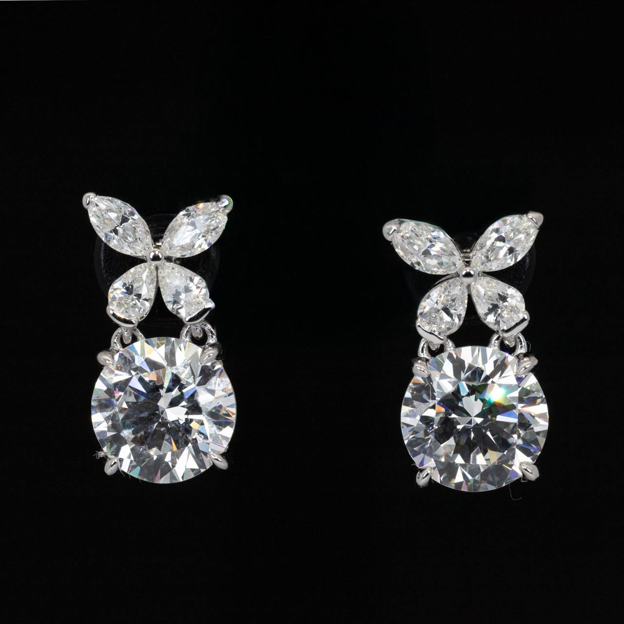 Omnia Sameera White Drop Earrings With High Quality Certified Lab Crafted Stones In 925 Silver