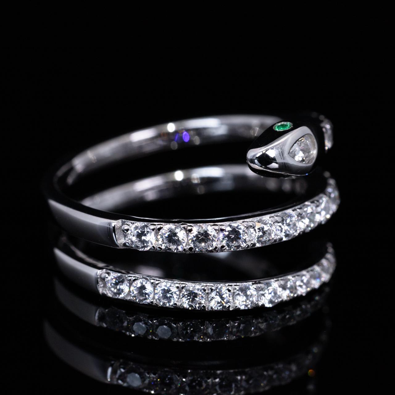 Omnia Sidra White Ring With High Quality Simulated Diamonds In 925 Silver