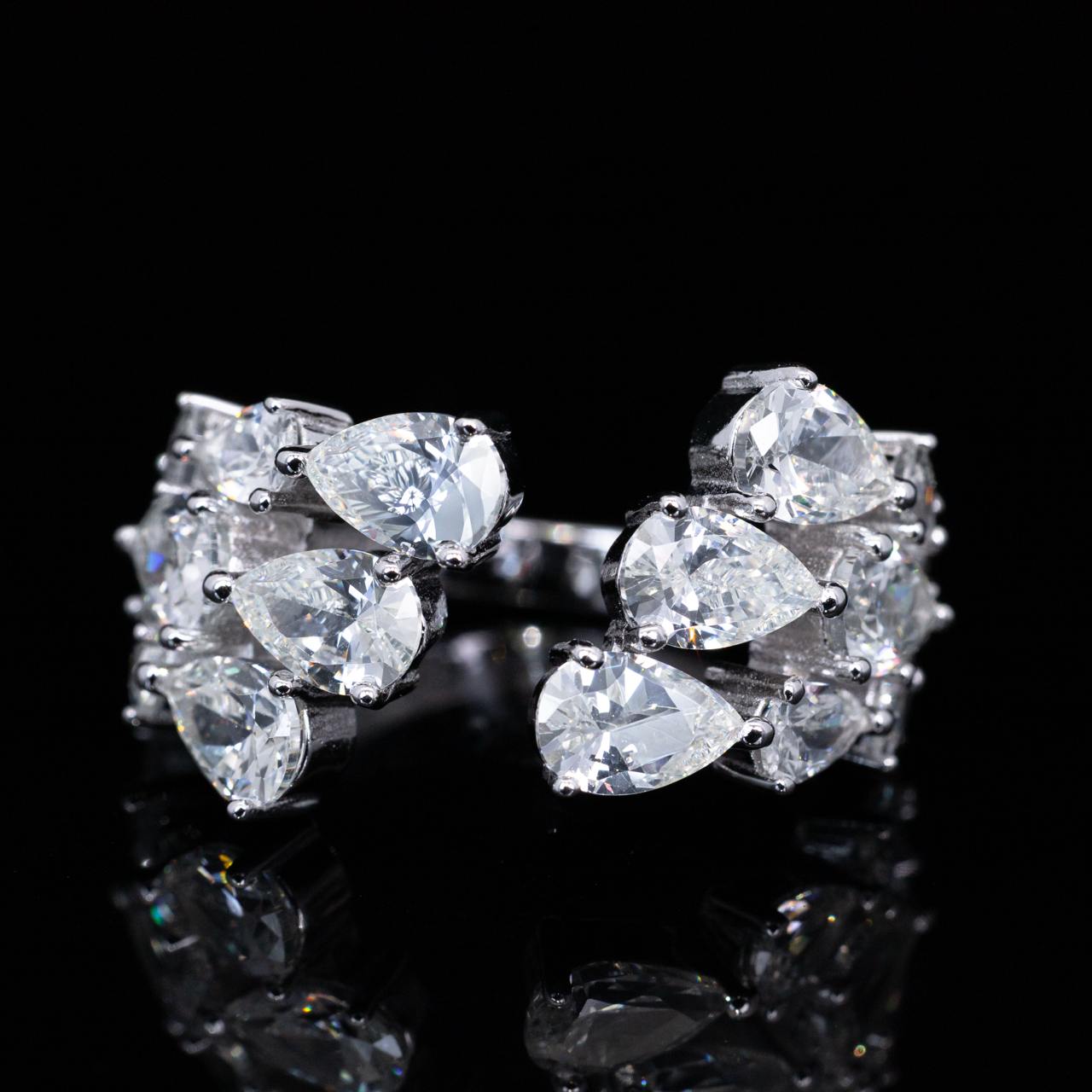 Omnia Nylah White Ring With High Quality Simulated Diamonds In 925 Silver