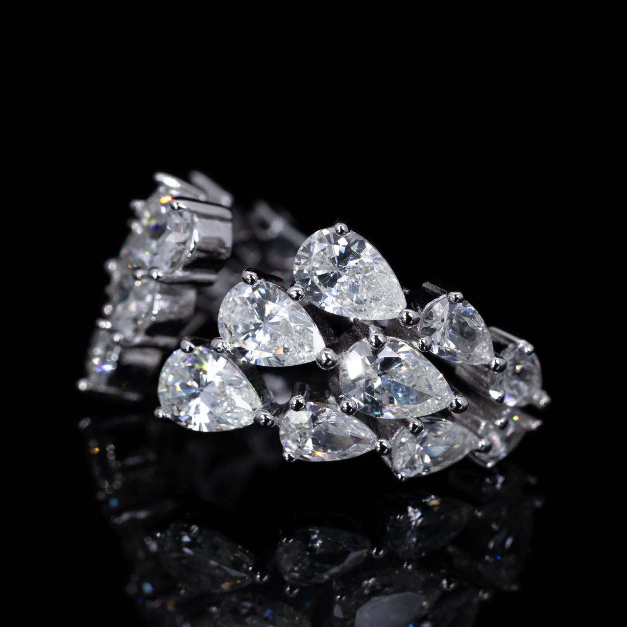 Omnia Nylah White Ring With High Quality Simulated Diamonds In 925 Silver