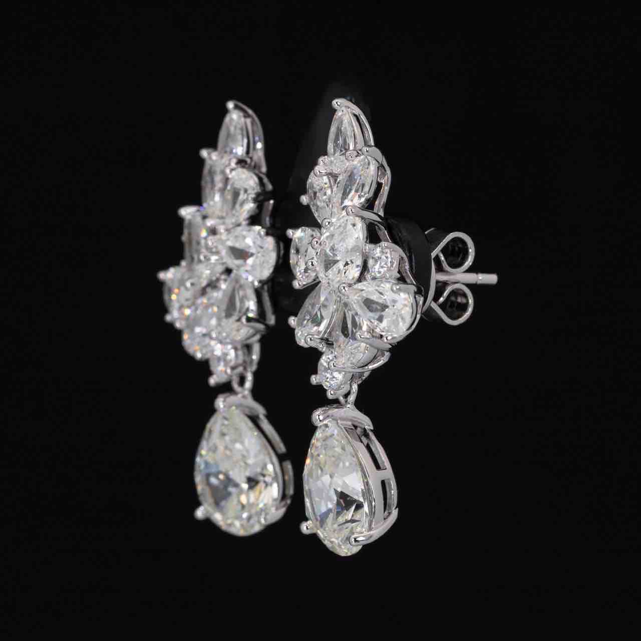 Omnia Deema White Leaf Design Earrings With High Quality Simulated Diamonds In 925 Silver
