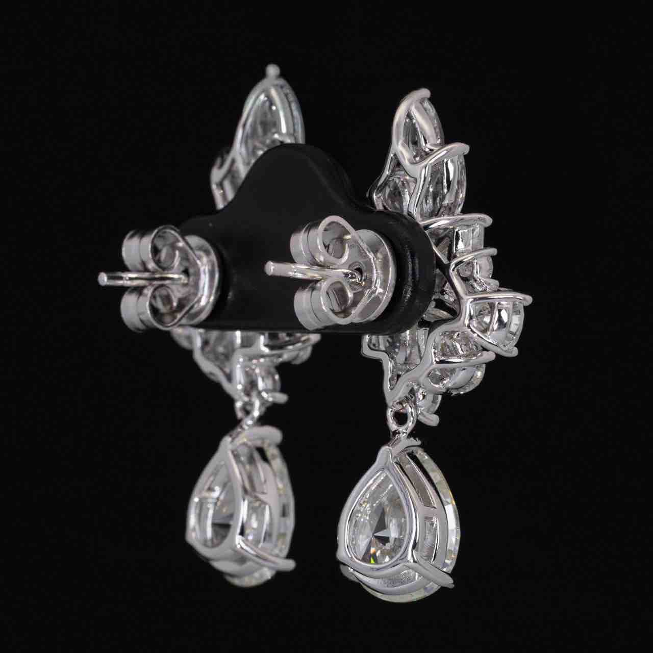 Omnia Deema White Leaf Design Earrings With High Quality Simulated Diamonds In 925 Silver