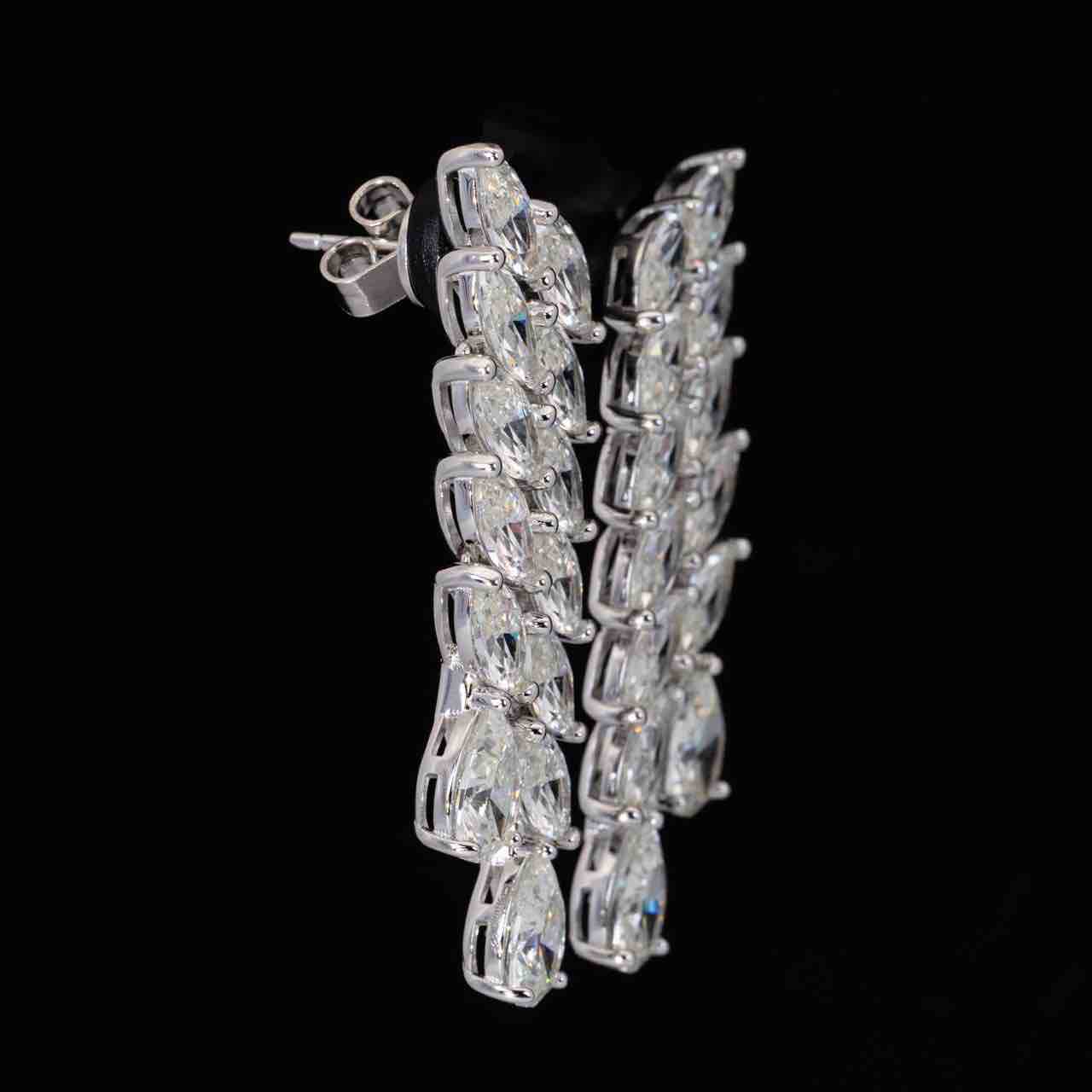 Omnia Maleeha White Drop Earrings With High Quality Simulated Diamonds In 925 Silver