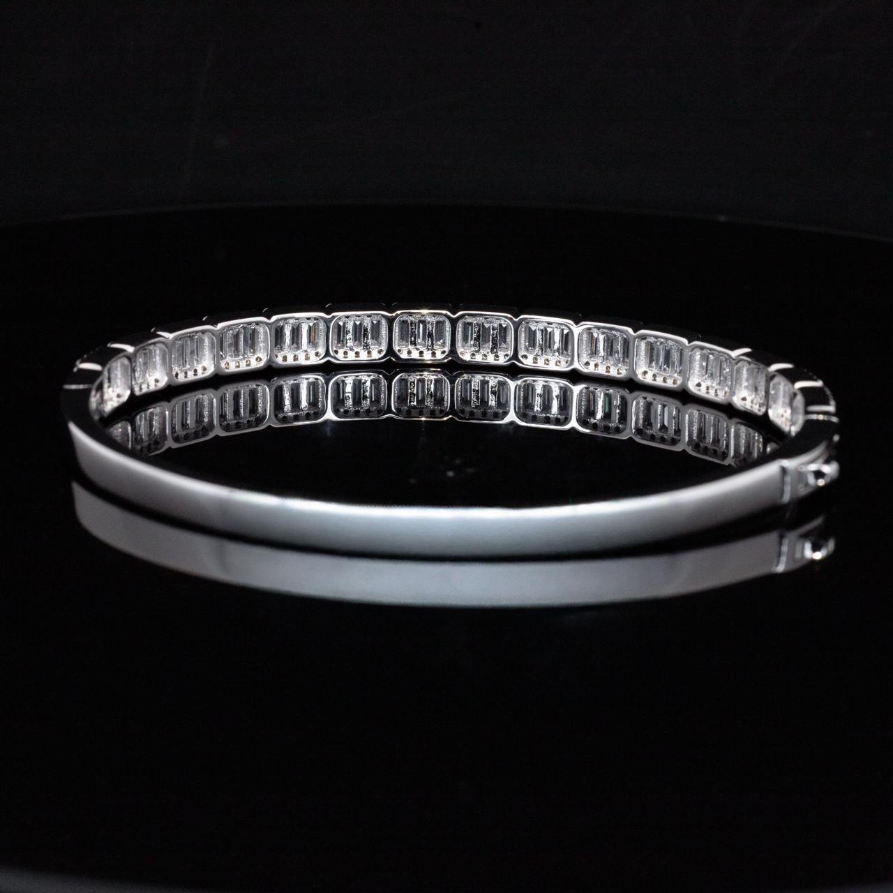 Omnia Nyela White Bangle With High Quality Simulated Diamonds In 925 Silver