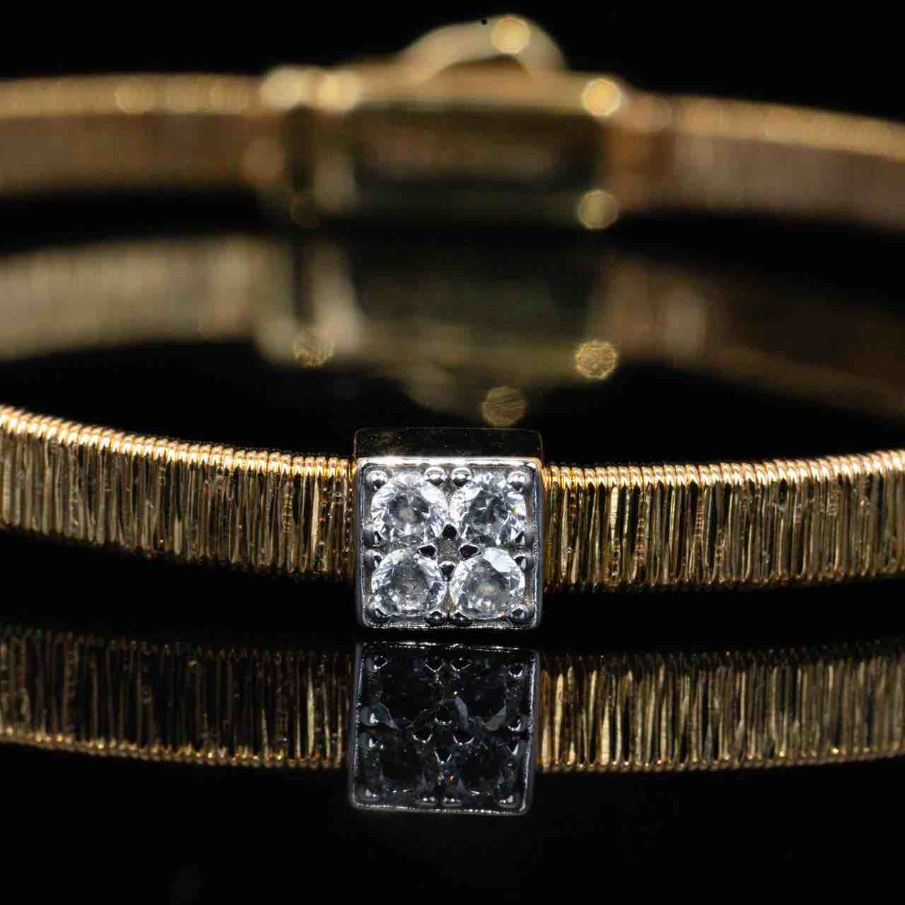 Omnia Sefa Gold Bracelet With High Quality White Simulated Diamonds Stones in 925 Silver
