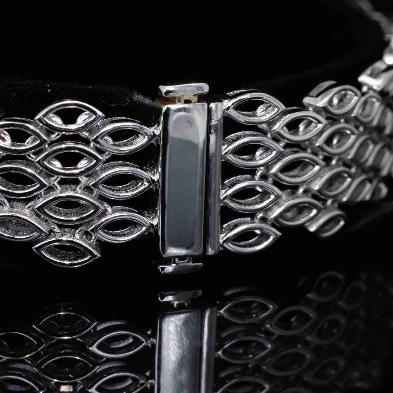 Omnia Layaal White Bracelet With High Quality White Simulated Diamonds Stones in 925 Silver