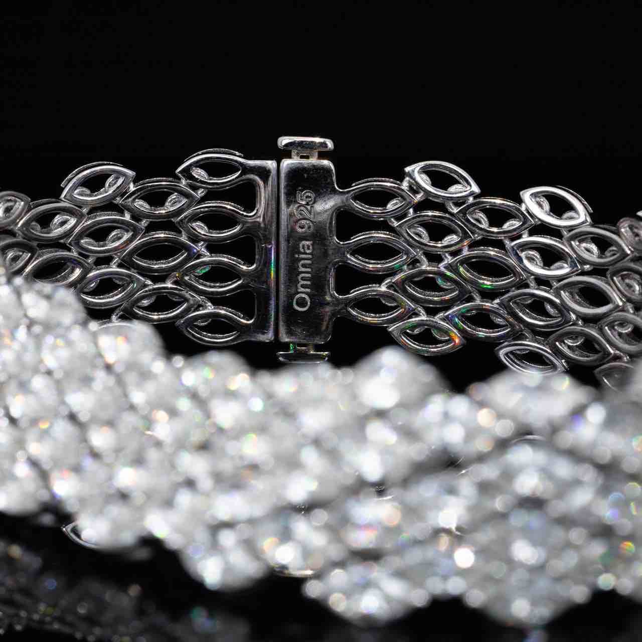 Omnia Layaal White Bracelet With High Quality White Simulated Diamonds Stones in 925 Silver