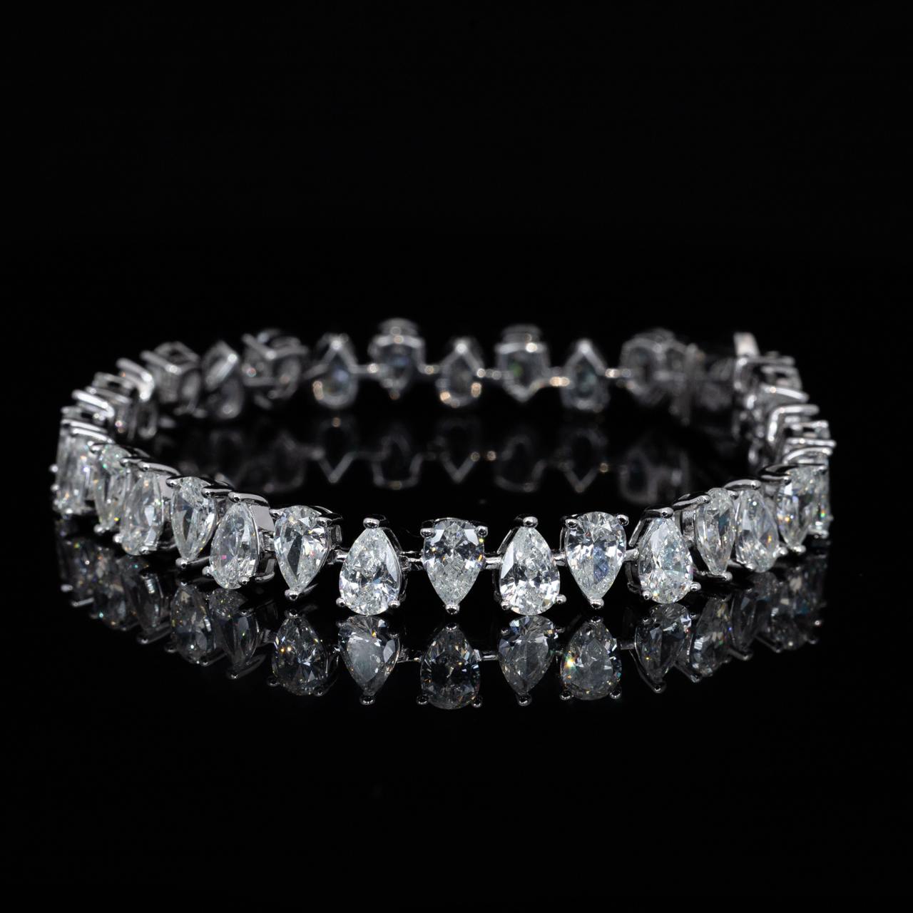 Omnia Zilal White Bracelet With High Quality White Simulated Diamonds Stones in 925 Silver