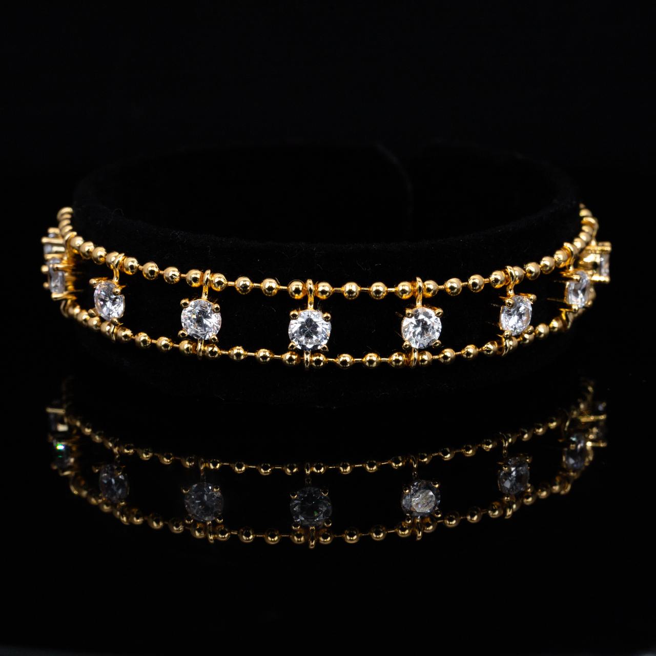 Omnia Aroos Gold Bracelet With High Quality White Simulated Diamonds Stones in 925 Silver