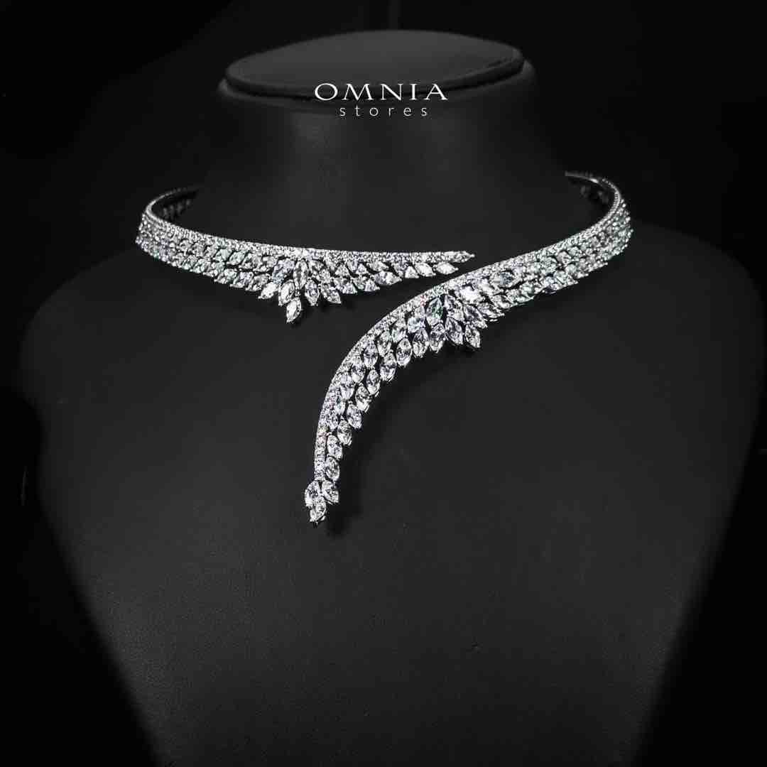 Omnia Claire Luxury White Bridal Full Set in High Quality Zircon Stone Rhodium Plated - OMNIASTORES UAE