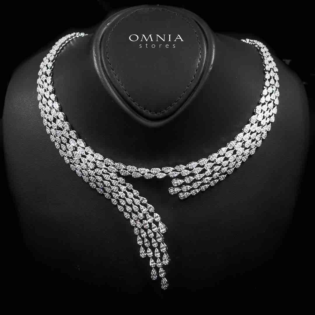 Omnia Beretta Luxury White Bridal Full Set in High Quality Zircon Stone Rhodium Plated (18cm only Available in KSA) - OMNIASTORES UAE