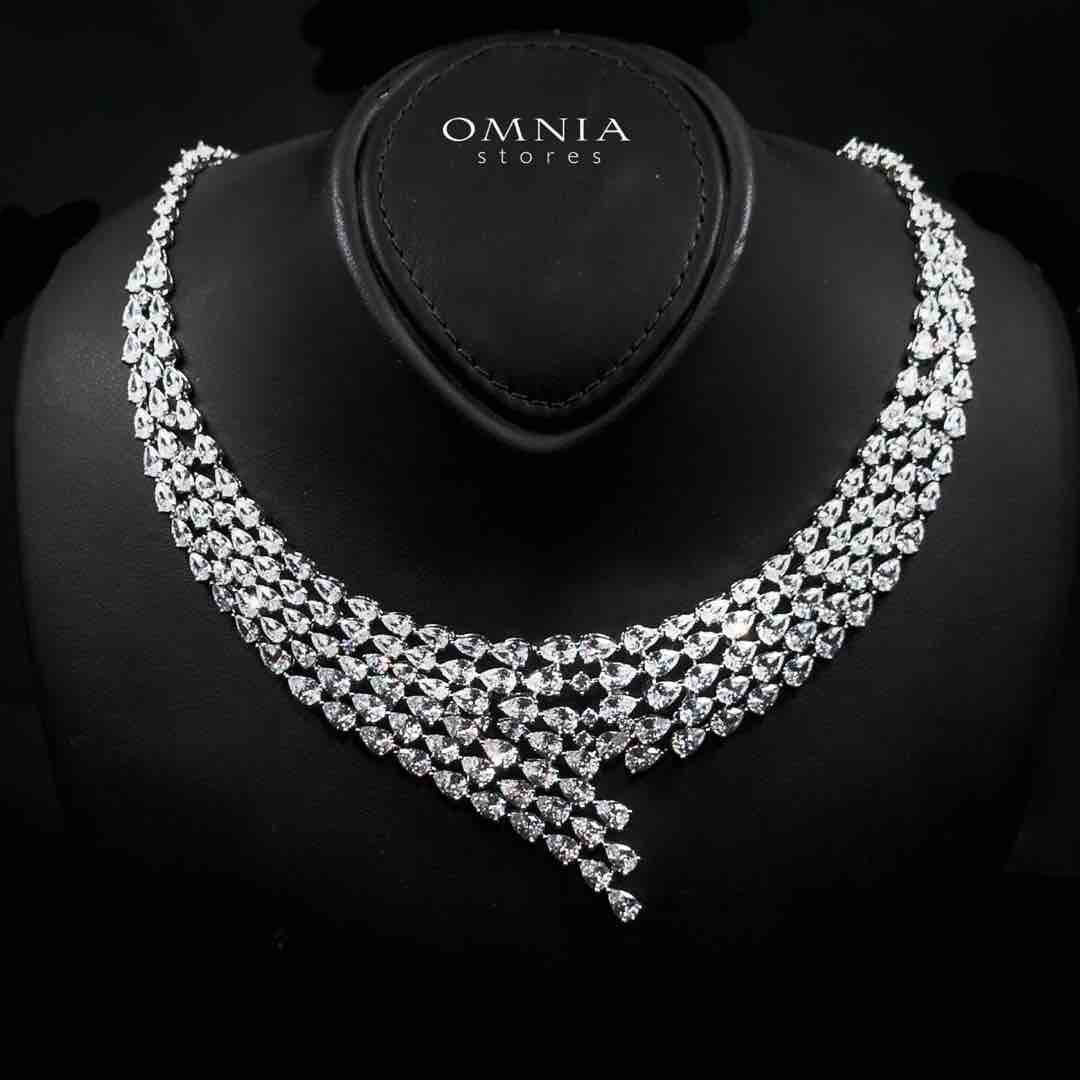 Omnia Talia Luxury White Bridal Full Set in High Quality Zircon Stone Rhodium Plated - OMNIASTORES UAE