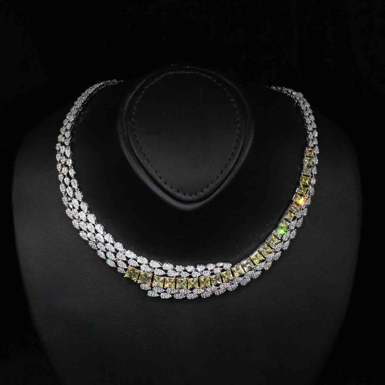 Omnia Trinity Yellow Luxury Bridal Full Set in High Quality Zircon Stone in Rhodium Plated - OMNIASTORES UAE