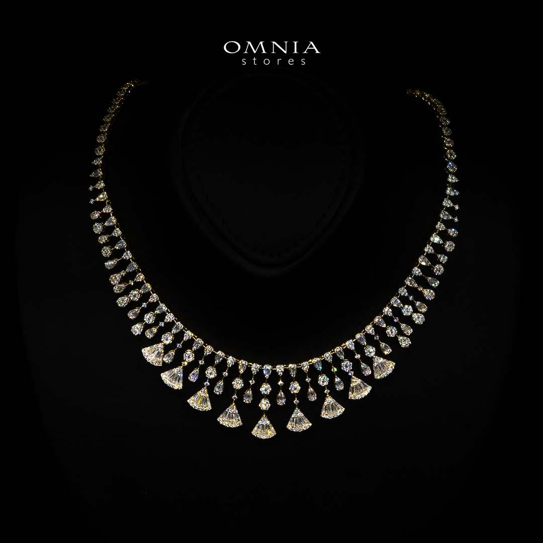 Omnia Camilla Gold Luxury Bridal Full Set in High Quality Rhodium Plated Zircon Stones - OMNIASTORES UAE