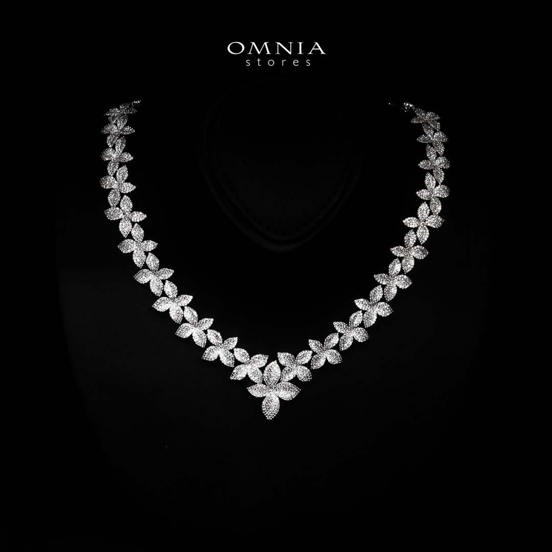 Omnia Laura White Luxury Bridal Full Set in High Quality Rhodium Plated Zircon Stones - OMNIASTORES UAE