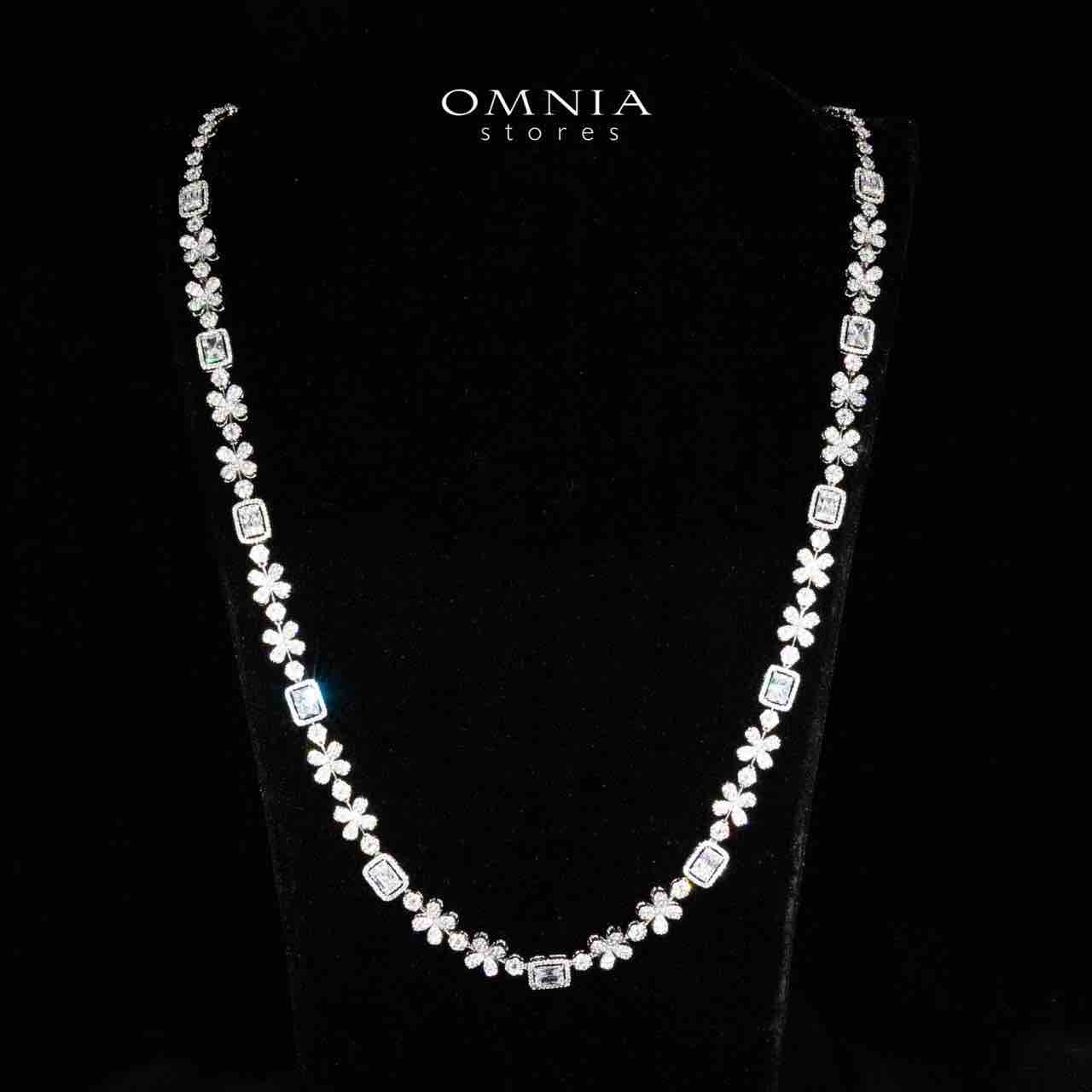 Omnia Reyna White Luxury Bridal Long Chain Full Set in High Quality Zircon Stone Rhodium Plated - OMNIASTORES UAE