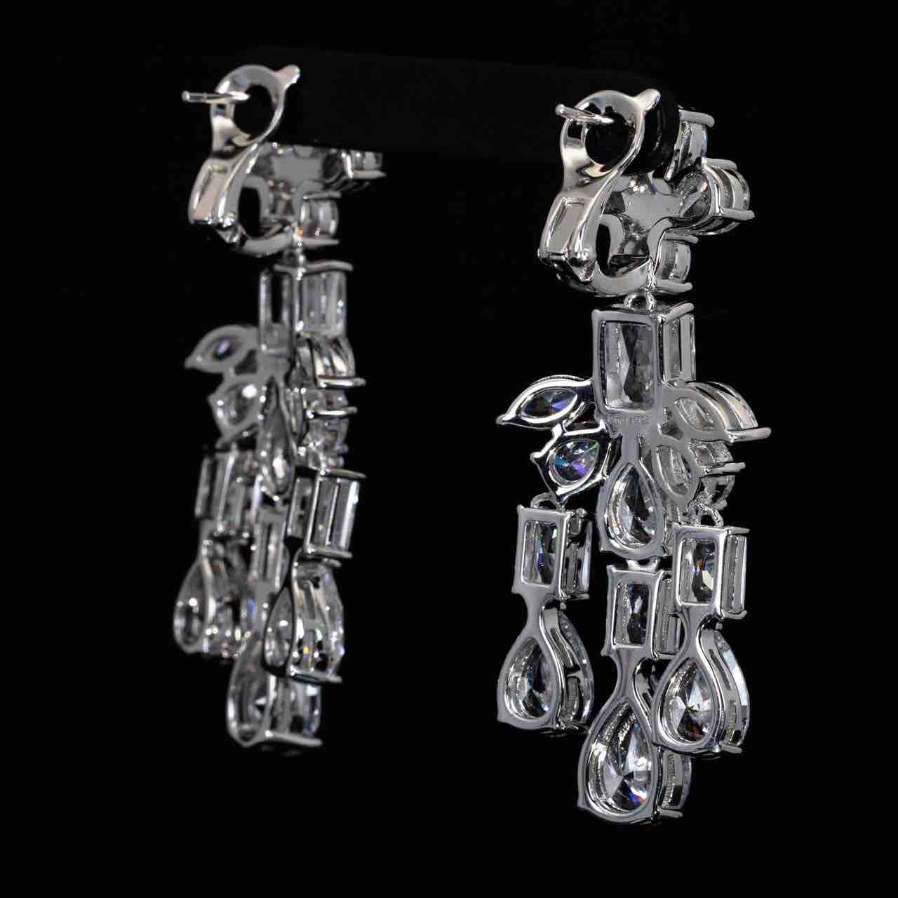 Omnia Ranim White Floral Drop Earrings With High Quality Simulated Diamonds In 925 Silver - OMNIASTORES UAE