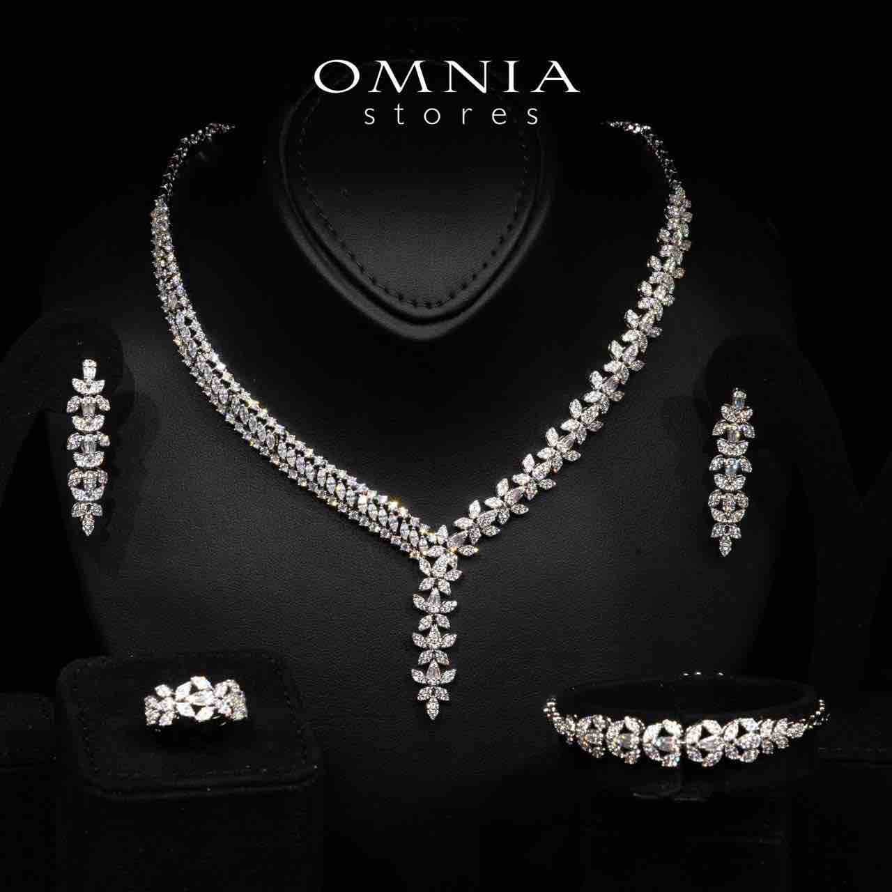 Omnia Zoie White Luxury Bridal Full Set in High Quality Rhodium Plated Zircon Stones