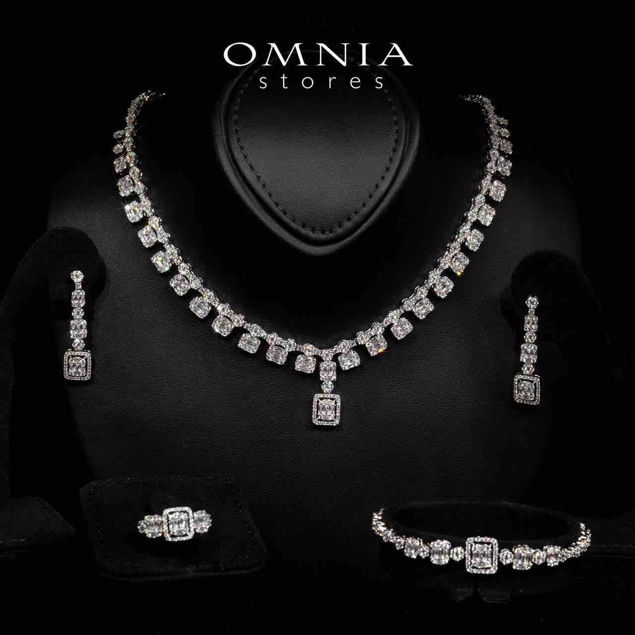Omnia Selina White Luxury Bridal Full Set in High Quality Rhodium Plated Zircon Stones