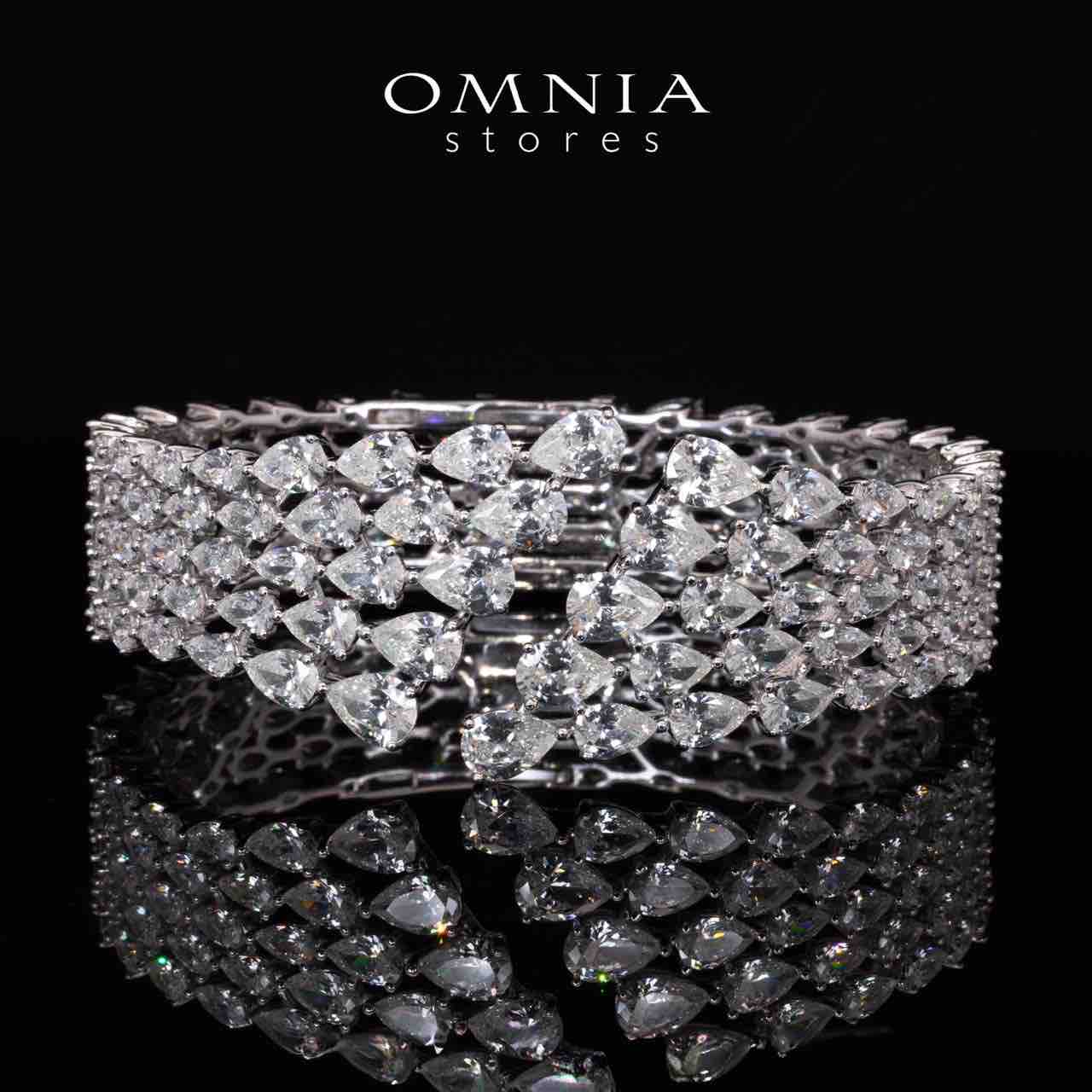 Omnia Nylah White Bracelet With High Quality Simulated Diamonds In 925 Silver