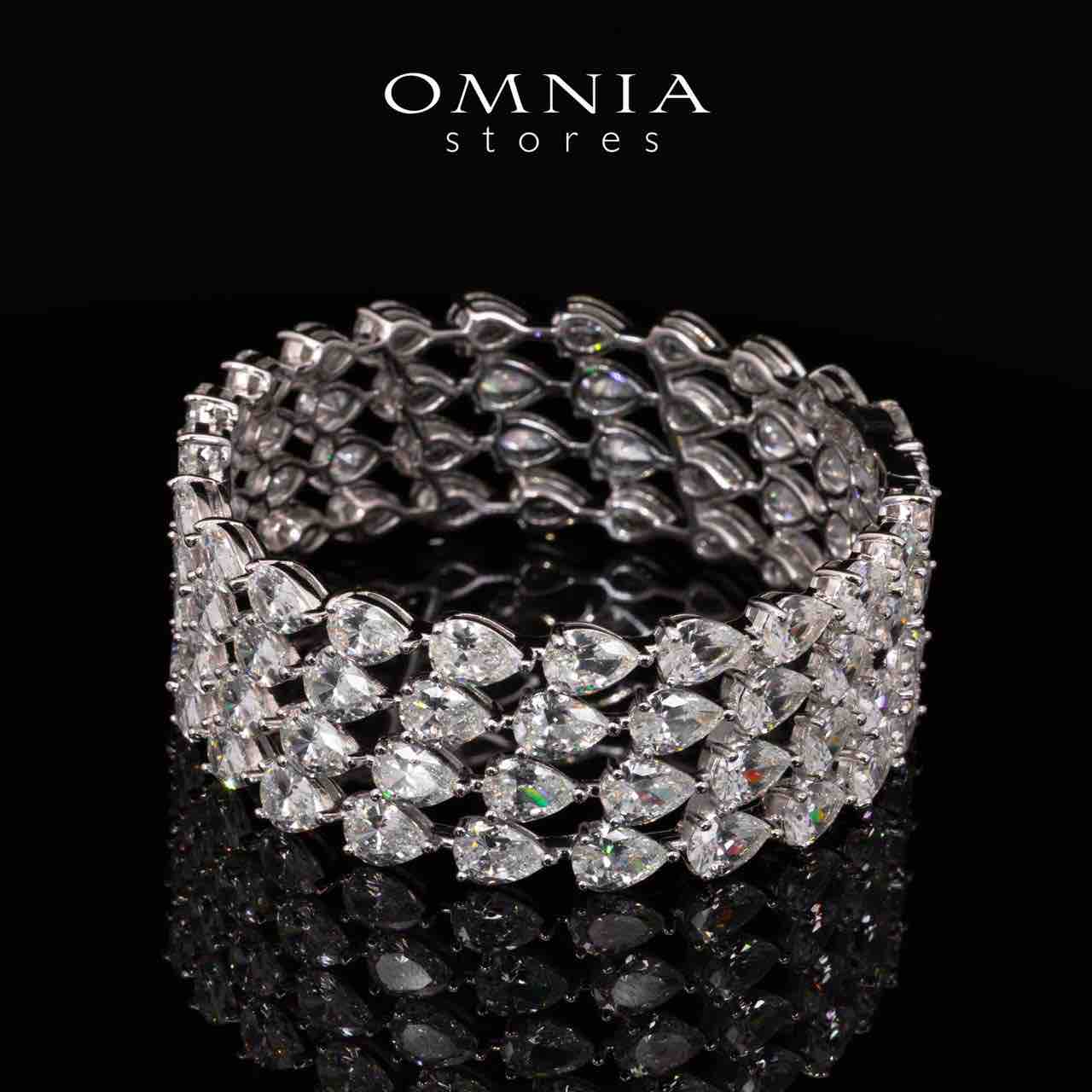 Omnia Siya White Bracelet With High Quality Simulated Diamonds In 925 Silver
