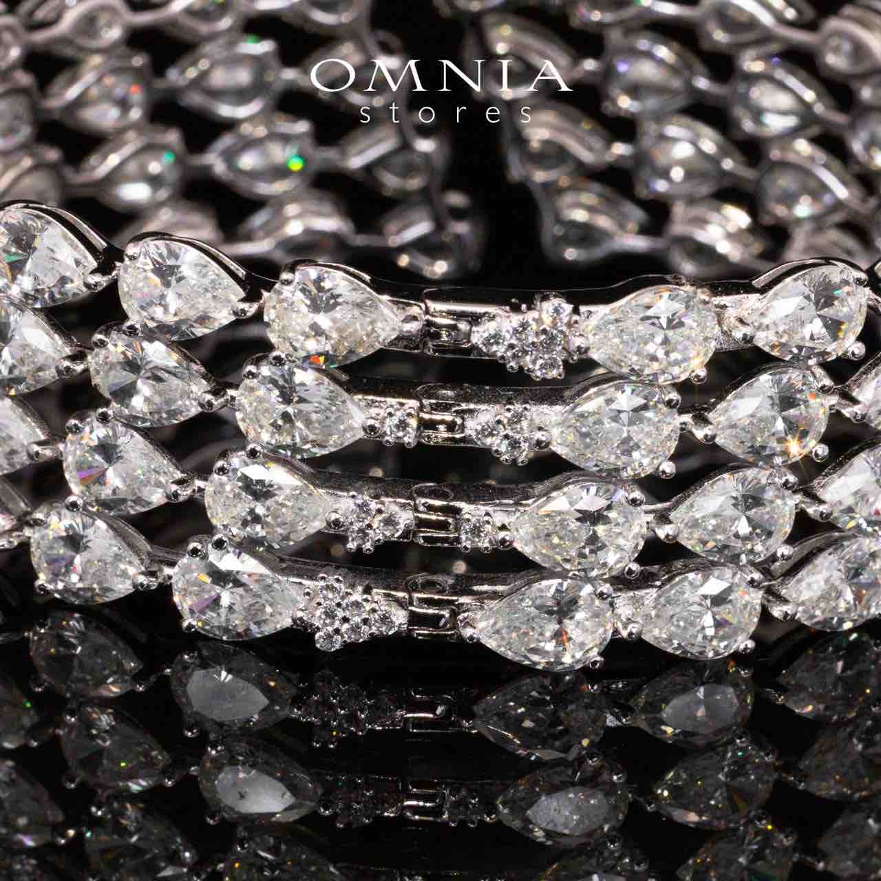 Omnia Siya White Bracelet With High Quality Simulated Diamonds In 925 Silver