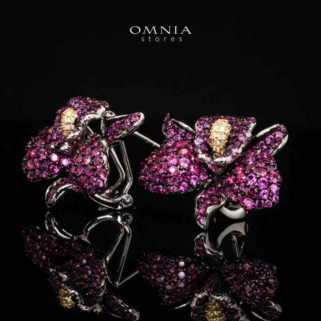 Omnia Nabila Purple Butterfly Silver Clip Earrings in 925 Silver High Quality Simulated Diamonds Stones