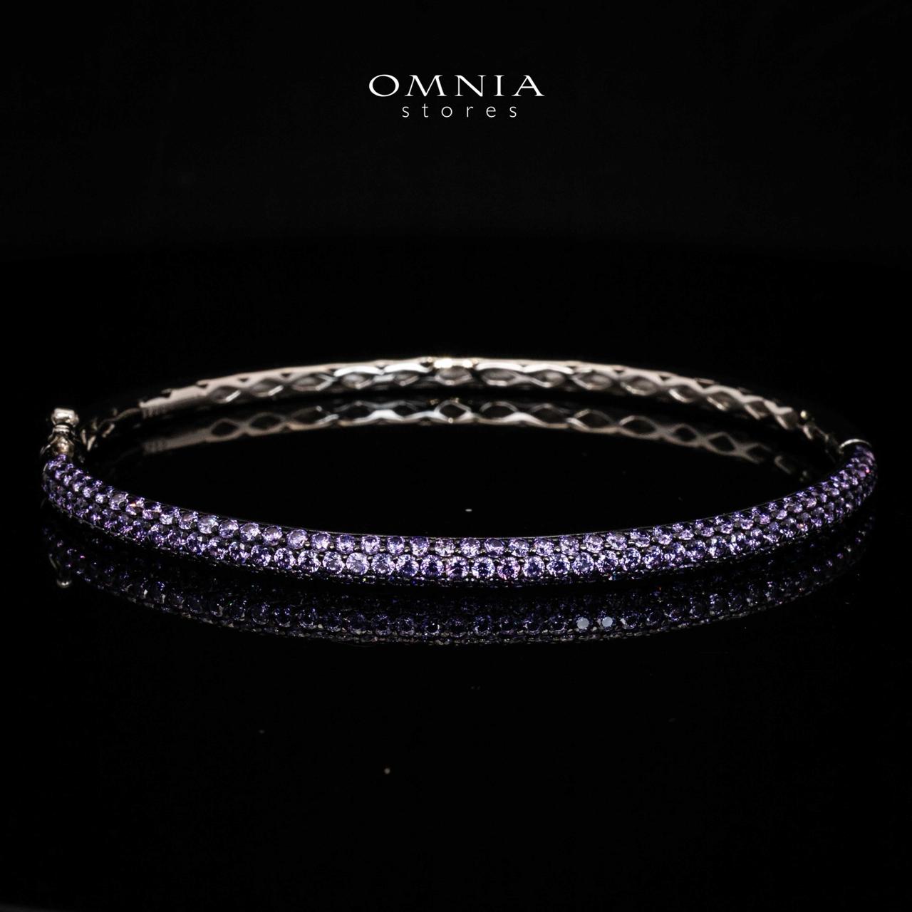 Omnia Zenah White Bangle With High Quality Simulated Diamonds in 925 Silver - OMNIASTORES UAE