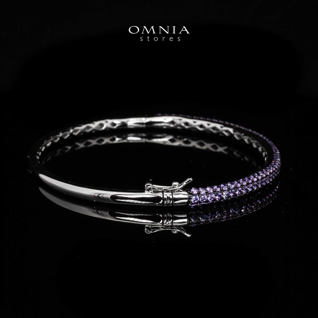 Omnia Zenah White Bangle With High Quality Simulated Diamonds in 925 Silver - OMNIASTORES UAE