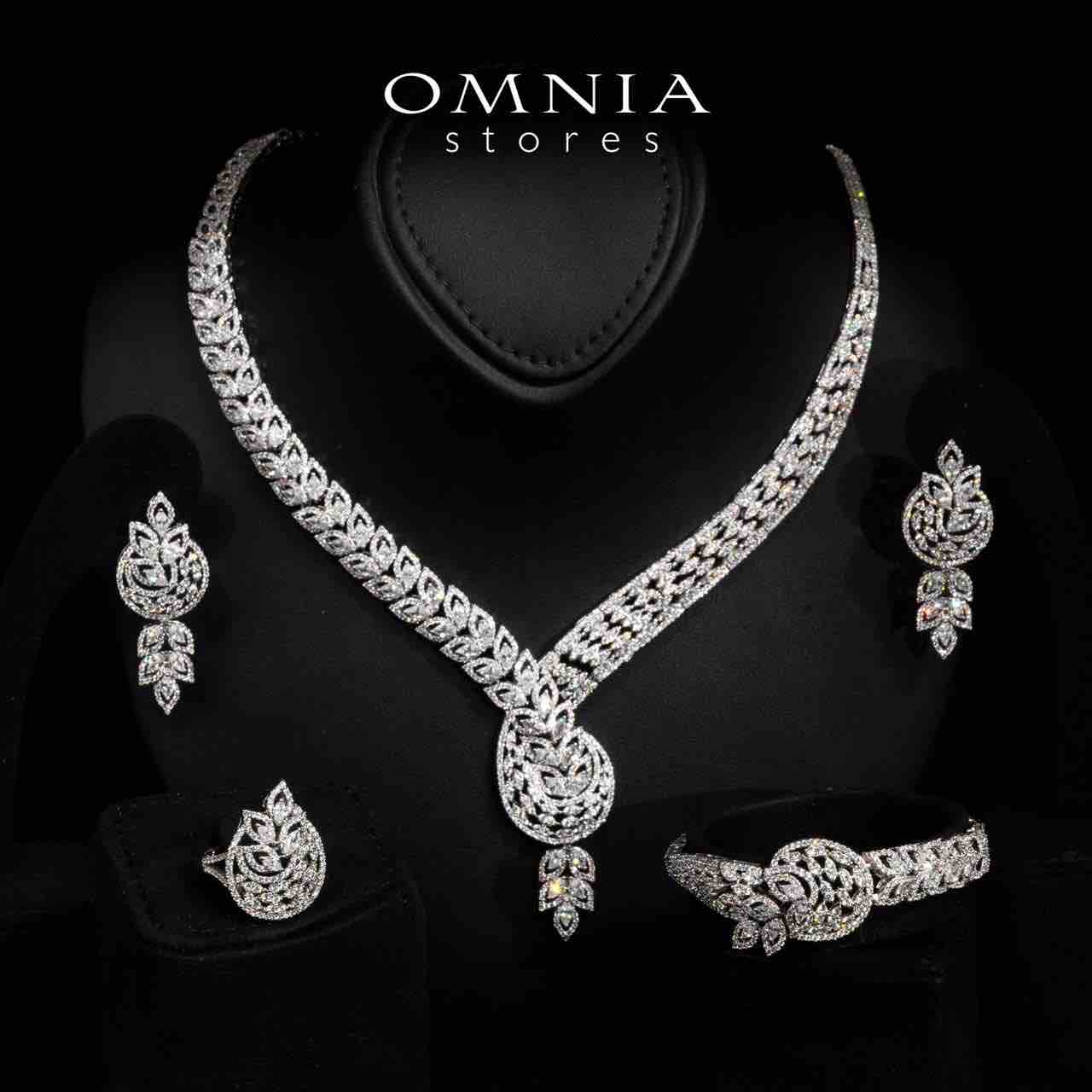 Omnia Frida White Luxury Bridal Full Set in High Quality Rhodium Plated Zircon Stones - OMNIASTORES UAE