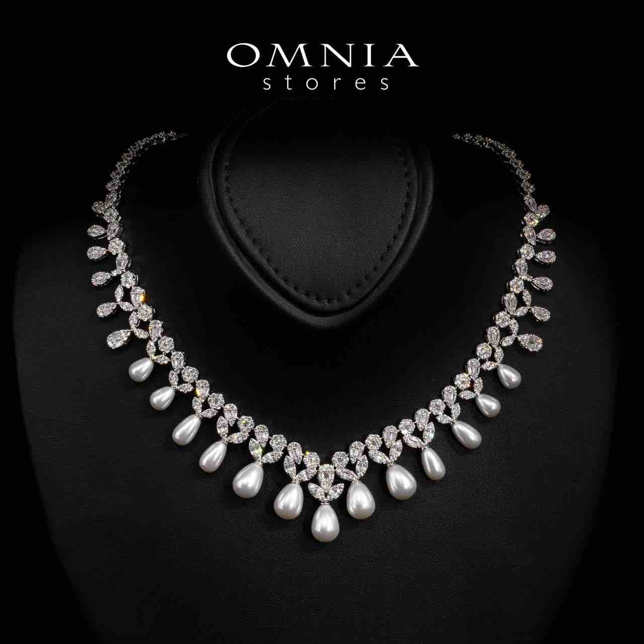 Omnia Luisa White Pearl Luxury Bridal Full Set in High Quality Rhodium Plated Zircon Stones د.إ - OMNIASTORES UAE