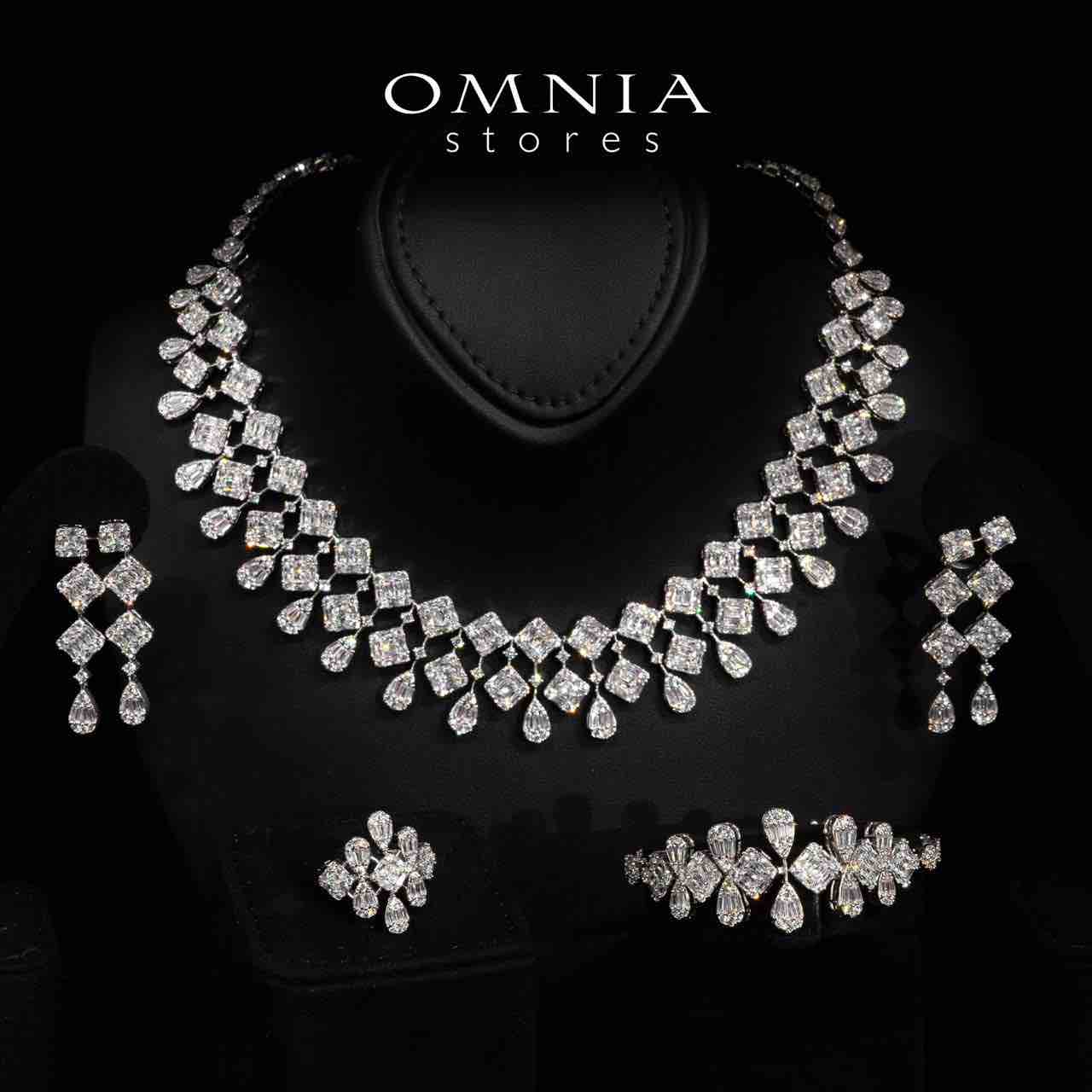 Omnia Kacey White Pearl Luxury Bridal Full Set in High Quality Rhodium Plated Zircon Stones - OMNIASTORES UAE