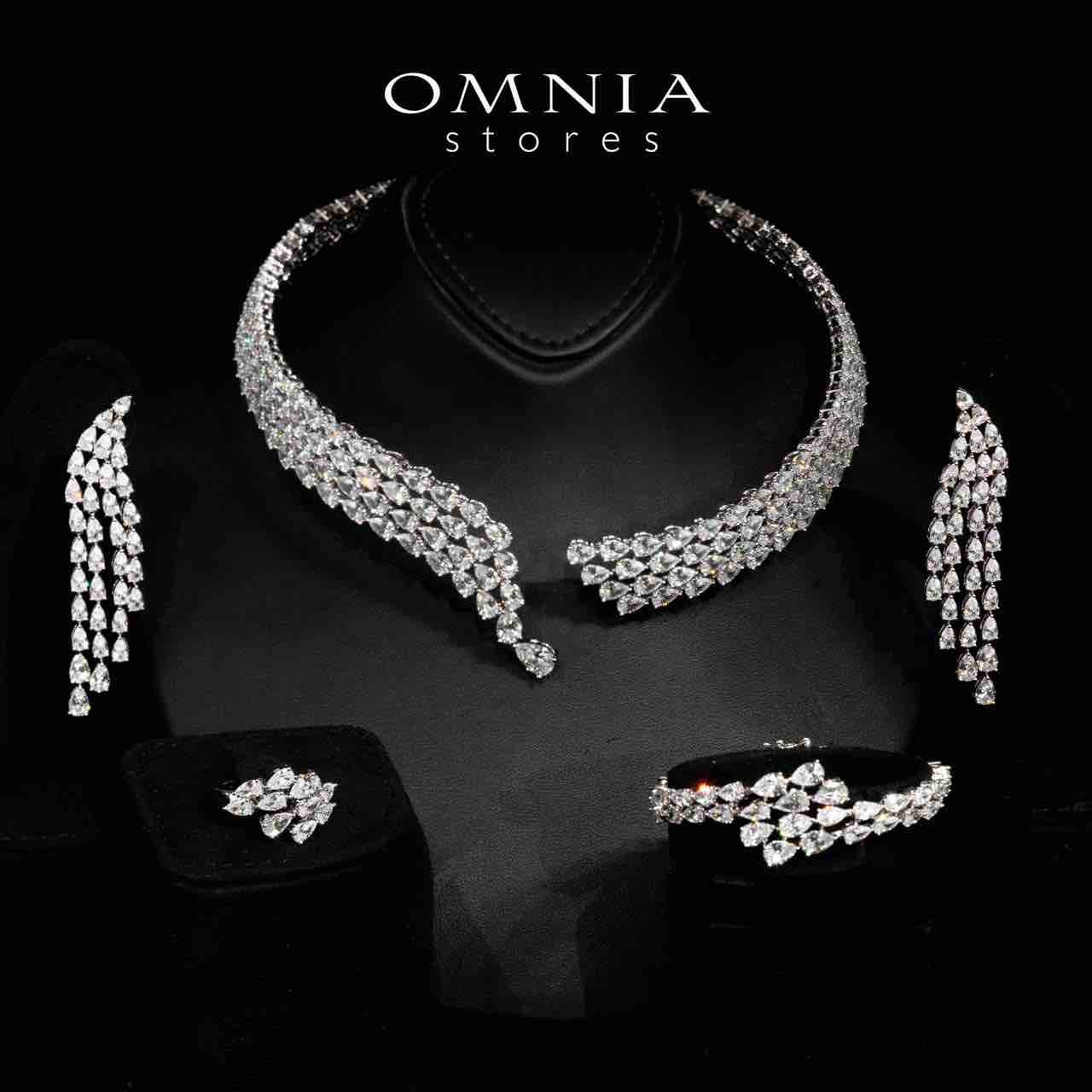 Omnia Ciara White Luxury Bridal Full Set in High Quality Rhodium Plated Zircon Stones - OMNIASTORES UAE
