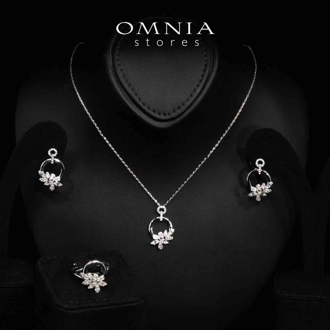 Omnia Ciara White Floral Necklace, Earrings and Ring Set in High Quality Rhodium Plated Zircon Stones - OMNIASTORES UAE