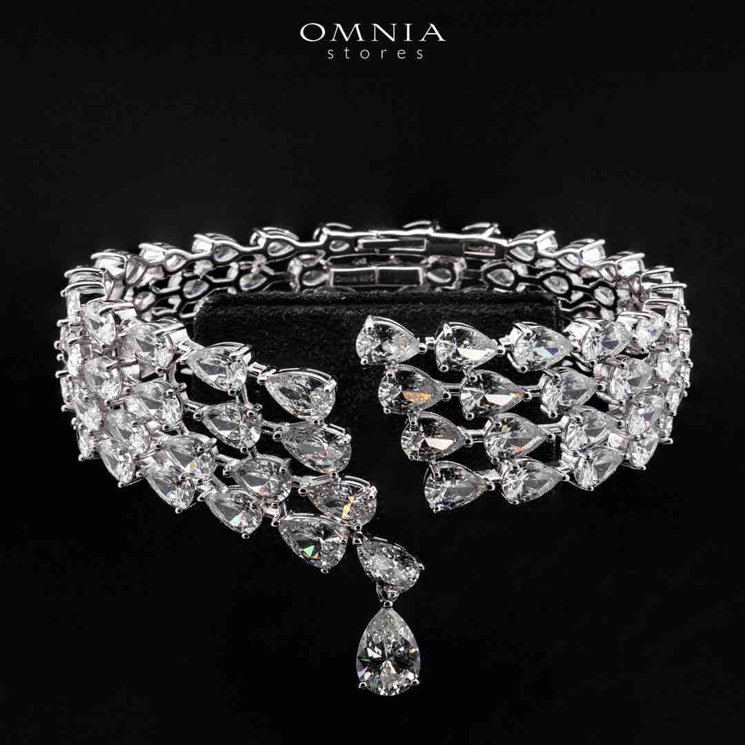 Omnia Nemy White Bangle With High Quality Simulated Diamonds In 925 Silver