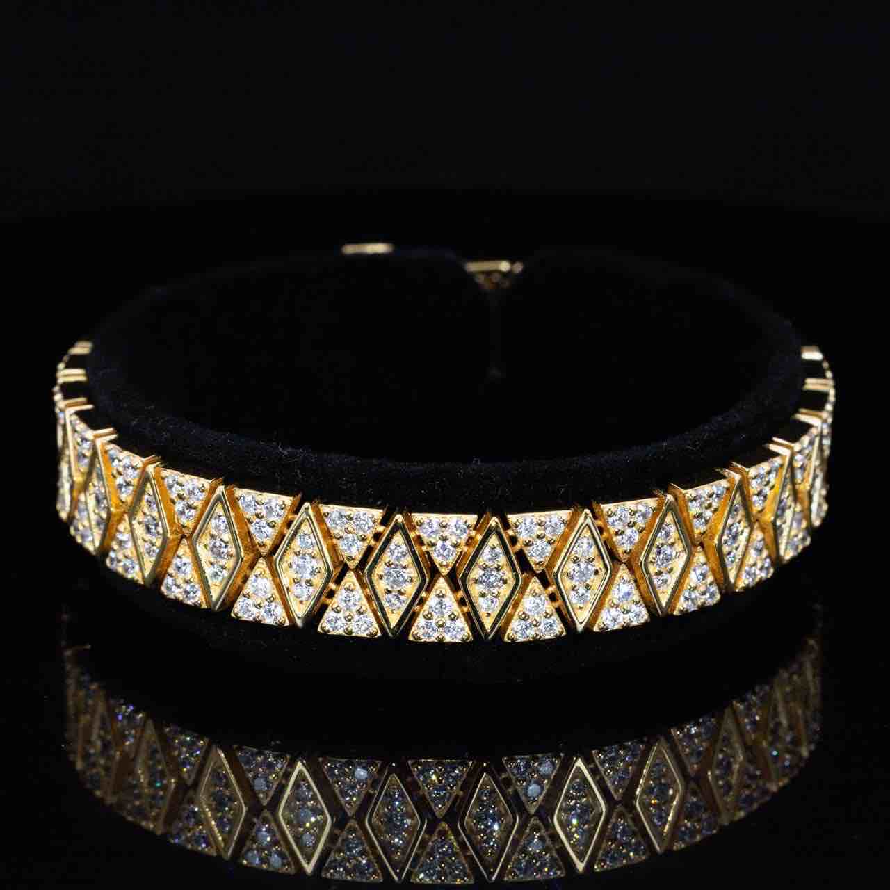 Omnia Saly Gold and White Bracelet With High Quality Simulated Diamonds In 925 Silver