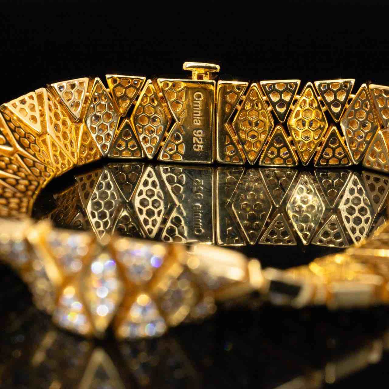 Omnia Saly Gold and White Bracelet With High Quality Simulated Diamonds In 925 Silver - OMNIASTORES UAE