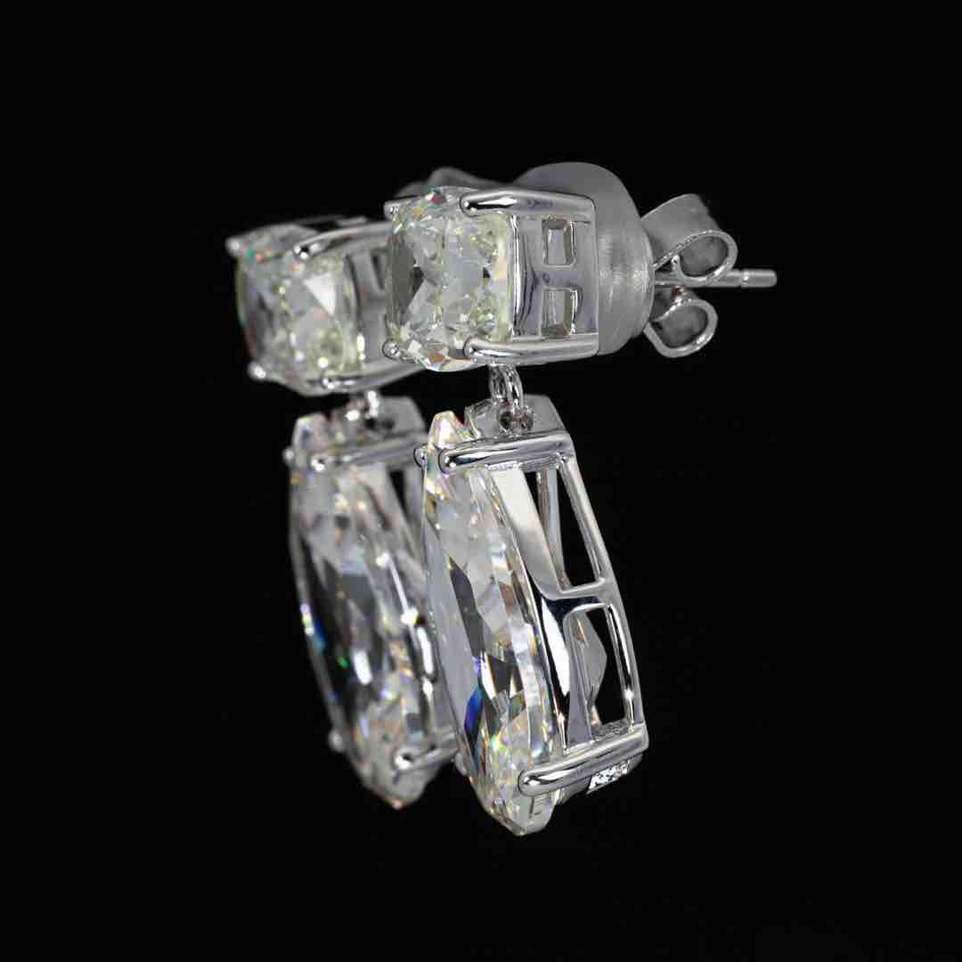 Omnia Nula White Drop Earrings With High Quality Simulated Diamonds In 925 Silver