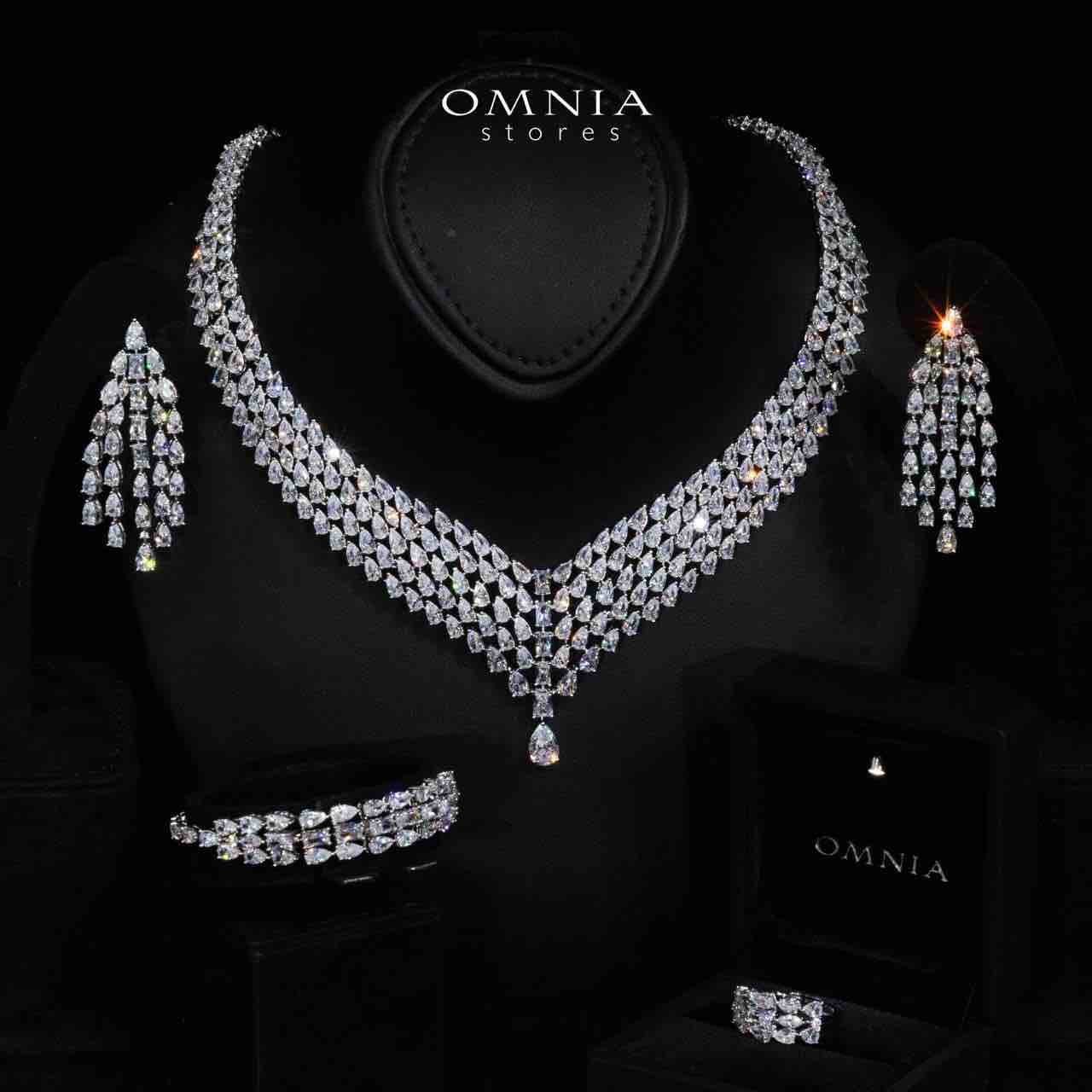 Omnia Carina White Luxury Bridal Full Set in High Quality Rhodium Plated Zircon Stones - OMNIASTORES UAE