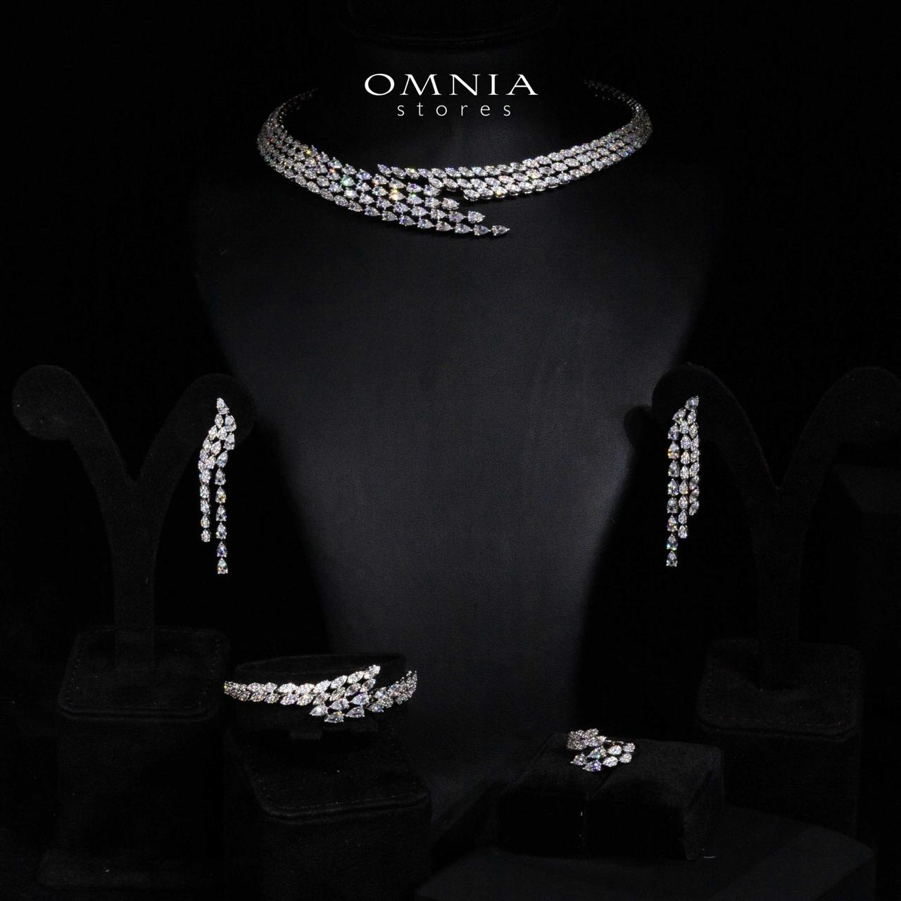 Omnia Kalina Luxury White Choker Bridal Full Set in High Quality Zircon Stone Rhodium Plated - OMNIASTORES UAE